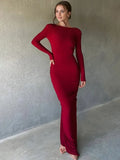 Fashionable Women's Dress French Long-Sleeved Sexy Deep V-Collar Pleated Slim Dress Two High-Waisted Dresses-Outfit