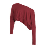 Street Style Languid Shoulders Loose Simple Leisure Long-Sleeved Shawl Hottie Umbilical Thin