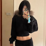 Autumn And Winter New Products In Plus Velvet Fashion Short-Term Repair Zipper Warm Tk Hooded Jacket