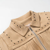 Female Retro 2025 Summer New Tuxedo Rivet Fashion Leather Short Jacket