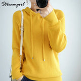 Sweatshirts Hoodies Women Autumn Winter 2021 Solid Knitted Pullovers Winter Clothes Women Sweatshirt With Hood