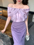 Xixi 2025 Summer New French Temperament Flower Design Chiffon Collar Short-Sleeved Blouse