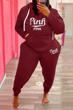 Plus Size Sportwear Print Long Sleeve Hoodies And Pant 2 Piece