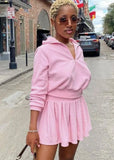 Casual Turn-down Collar Long Sleeve Top and Ruffles Mini Dress
