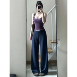 Wears A Female Autumn Fashion Temperament Purple Knitted Cardigan Vest Sling Pants Three-Piece