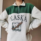 2021 Vintage Zip up Women Sweatshirts Streetwear Letter Printed Hoodies Women Back To The Basics Loose Sweatshirt with