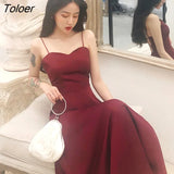 Dress Women Vintage Summer Red Dresses Backless Sexy Long Style Korean Fashion Loose Vestido De Mujer Off