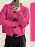 Women's Loose Korean Version Of Fashion Casual Big Collar Knitted Cardigan