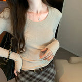 Sweater With Round Neck And Long Sleeves, A New Bottomed Shirt For Women In Autumn, Slim And Slim, Underwear-Outfit