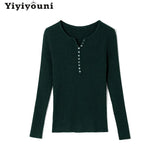 WOTWOY Buttons-up Ribbed Knitted Sweater Women Basic Solid Slim Fit Autumn Winter Pullovers Female 2021 Casual Jumper Knit