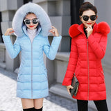 Winter Jackets Coats 2020 New Parkas Women Down Cotton Jackets Warm Outwear Faux Fur Collar Hooded Female Long Jacket