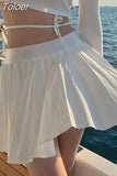 Preppy Mini Pleated Skirt Women White Korean Fashion Sexy Casual High Waist A-line Tennis Skirt for Girls Summer