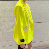 Minimalist Solid Blazer For Women Notched Long Sleeve Casual Large Size Blazers Female Fashion New Clothing