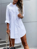 Linen Breasted Mid-length Sleeve Loose