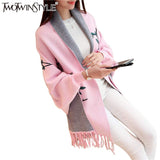 Embroidery Floral Tassel Trench Coats Women Cloak Long Sleeves Knitted Cardigan Sweater Windbreaker 2020 Winter