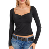 Women Harajuku Fashion T-shirts y2k Crop Tops Spring Autumn 90s Vintage Clothes Slim Long Sleeve Tops Female Clothing-Outfit