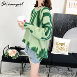 Sweater Oversize Pullover Women Striped Print Female Winter Warm Knitted Tops Women's Oversized Sweater For Women