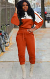 Contrast Color Crop Top and Pants 2 Piece