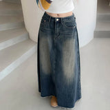 Autumn And Winter Women's Wear Street Trend Brand Fashion Retro Gradual Washing Water Shows Thin Basic Denim Half Skirt-Outfit