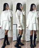 Solid Color Round Collar Loose Blouse Simple Dress Set In Autumn