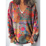 Christmas Abstract 3D Print Big V-Neck Long-Sleeved
