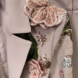 New Fashion Heavy Industry Nail Bead Three-Dimensional Flower Jacket Wide-Footed Trouser Set Two