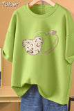 100 Cotton L-5XL Plus Size T Shirt Cartoon Print Tshirt Short Sleeve Women's Top Summer Kawaii Couple O Neck T
