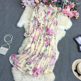 Large Flower Long-Sleeved Dress-Outfit