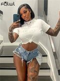 Summer Streetwear Skinny Shorts Women 2022 High Waist Pockets Shorts Female Tassel Hole Blue Straight Trousers