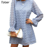 Loose O-neck Dot A-line Dress Women Long Sleeve Elegant Boho Mini Dress 2022 Spring Summer Woman Fashion Beach