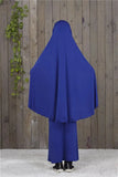 Kaftan Muslim Prayer Garment Dress Arab Middle Eastern Prayer Hijab Teen Girl Simple Two-Piece Suits Kids Islamic Clothing-Outfit
