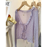 Knitted Cardigan Women's Thin Suspender Skirt With Air-Conditioning Blouse Summer Shawl Ice Silk Small Shoulder Fairy Gas Jacket-Outfit