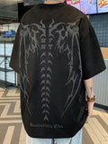 oversize short sleeve shirt made of PU suede with skeleton