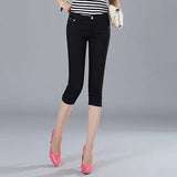 Women's Capris Jeans Pants Female Knee Length Stretch Slim Capri Jeans Women Candy Color Summer Denim Jeans