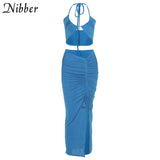 Basic Neon Colour Ruched Skirts 2 Two Piece Sets Women's Clothing Outfits Off Shoulder Crop Top Mini Skirt Suits