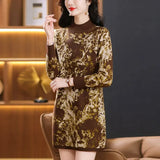 Long-Style Semi-High-Necked Sweater Women's 2024 Autumn And Winter New Retro Color Thread Knitted Bottom Sweater-Outfit