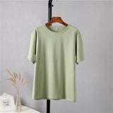100% Cotton Oversized T Shirt Women Harajuku Basic Loose Short Sleeve Tees Soft Female Solid Tops Khaki Summer