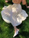 New Women's Mid-length Skirt Luminous Copper Ammonia Silk Women's Pearlescent Streamer Yarn A-line Pleated Bright