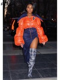 Winter Jacket For Women 2022 Long Sleeve Turn-down collar Top Zipper Puffer Jackets Puffer Bubble Print Coats And