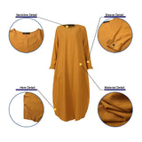 ZANZEA 2022 Kaftan Muslim Maxi Dress Women's Islamic Sundress Long Sleeve Vestidos Female Casual Solid Robe