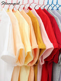 Sleeve Oversized T-shirt Cotton Women Top Summer 2022 Solid White T shirts 100% Cotton Tees Lady Basic T Shirt Women
