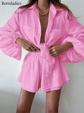 100% Cotton Linen Women Summer Shorts Suits Holiday Lantern Sleeve Shirts and Hot Pants 2 Pieces Sets Women