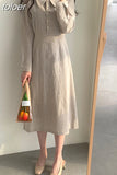 Autumn 2023 Woman Dress Girls Party Female Vintage Dress Plaid Buttons Long Sleeve Women Dresses Long Shirt Robe