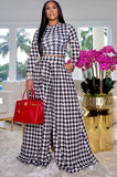 Plaid Long Sleeve Top and Wide Pants