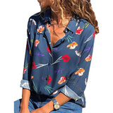 Womens Tops and Blouses 2021 Summer Floral Print Blouse Long Sleeve Turn Down Collar Office Shirt Blusas Mujer Plus