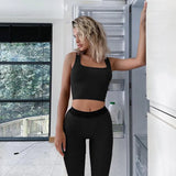 Sisterlinda Ribbed Knitted Fitness Tracksuit Women Two Piece Set Sexy Skinny Elastici Y2K Camis Tank Top+Pants Sporty