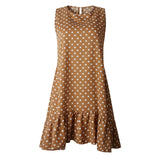 Women Summer Dress Polka Dot Chiffon Sleeveless Beach Mini Casual Yellow Sundress 2021 Fashion Plus Size Dress For