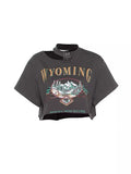 Summer Gothic Y2K Short Sleeve T-Shirt Print O-neck E-girl Casual Fashion Crop Top Loose Punk Women Tee Streetwear
