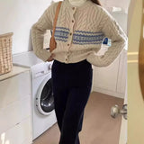 Retro Short Twist Cardigan Women's 2024 Autumn And Winter New Matching Color High Waist Fashionable Small Coat-Outfit