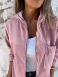 Solid-Color Jacket Women's Simple Wind Wick Hooded Coat Women's Pocket